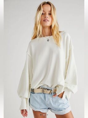 Free People Camden White Medium Sweatshirt